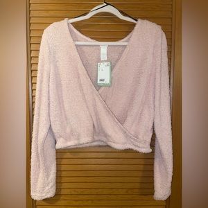 H&M fuzzy sweater in light pink